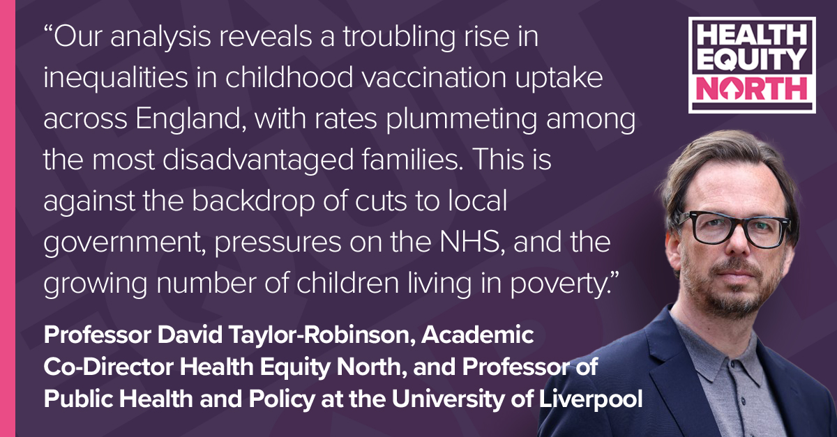 Study finds widening inequalities in child vaccination rates across England